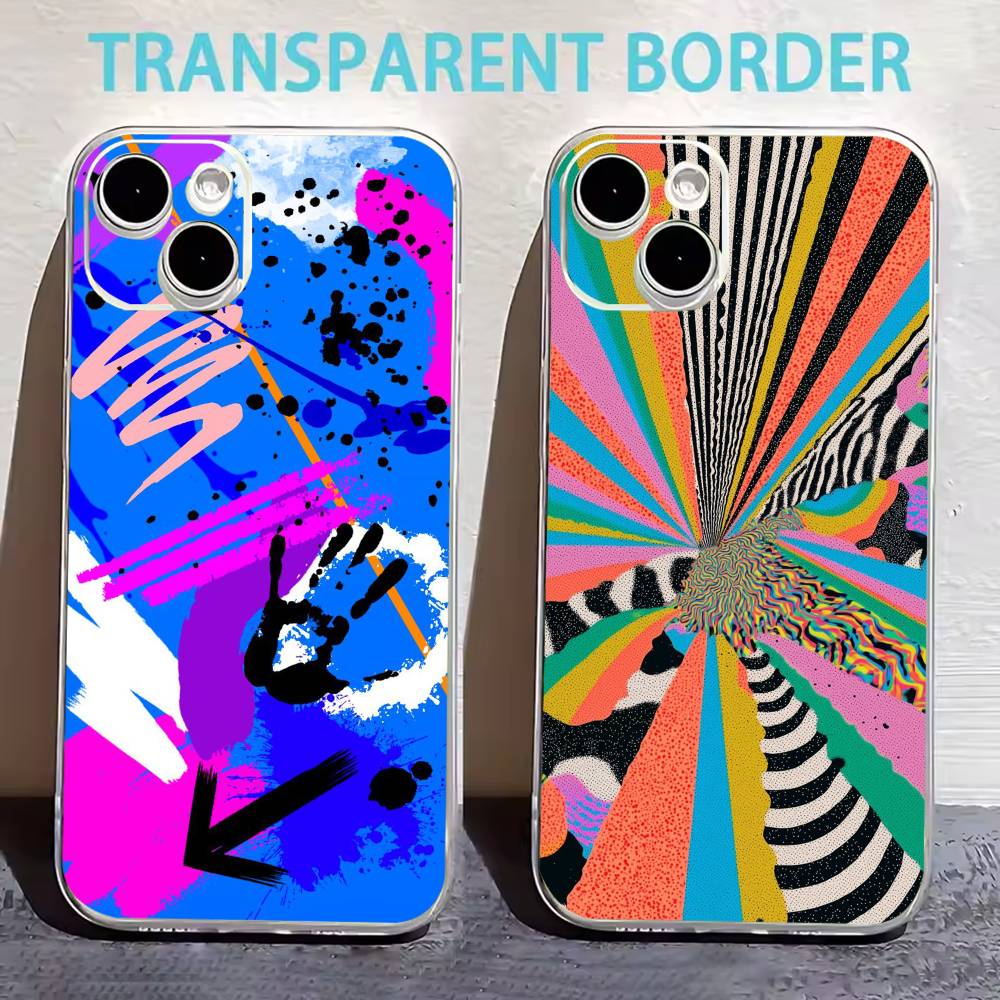 Trendy Abstract Phone Case For iPhone17,16,15,14,13,12,11 Plus,Pro Max Soft Transparent Cover