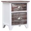 Day and Night - Day and Night Brown and White Paulownia Wood Nightstand 38x28x45 Cm