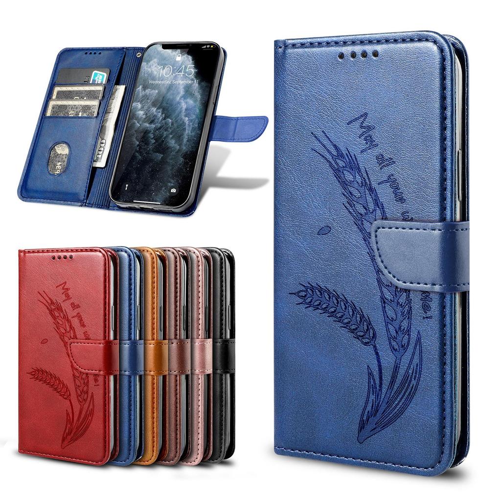 3D Embossed Food Retro Leather Phone Wallet Case Book Stand For iPhone 17 16 Pro Max Samsung Xiaomi 15T Redmi 13 Honor 400 Oppo Card Holder Flip Cover