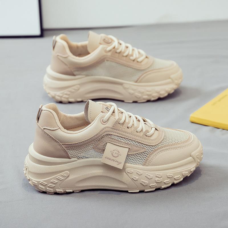 Summer new mesh breathable platform dad shoes board shoes ins mesh shoes 35 хаки