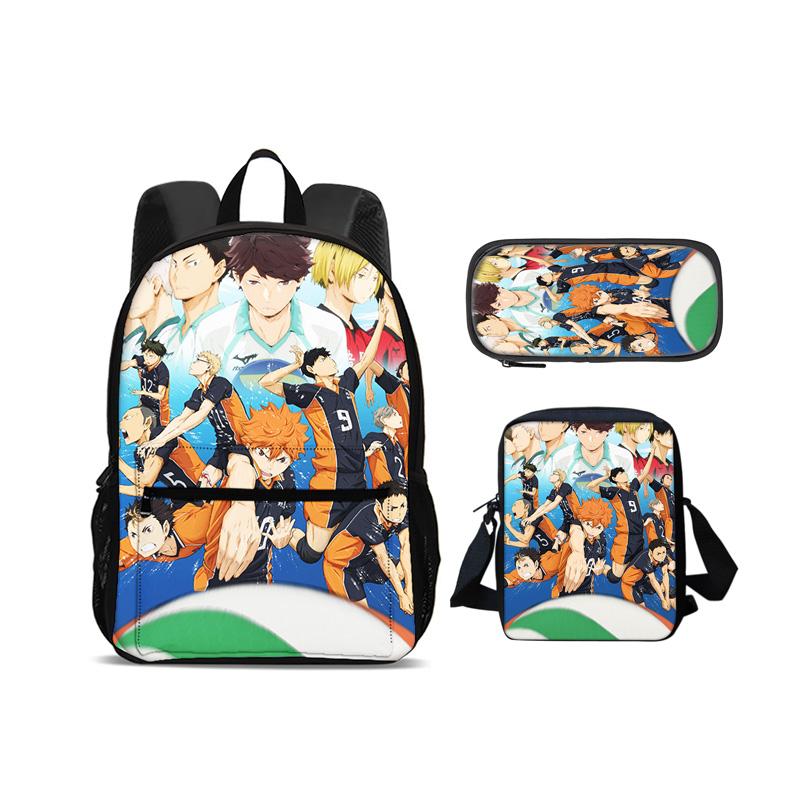 Haikyuu backpack pencil case shoulder bag 3Pcs Set printed new large capacity student boy and girl best birthday gift for school