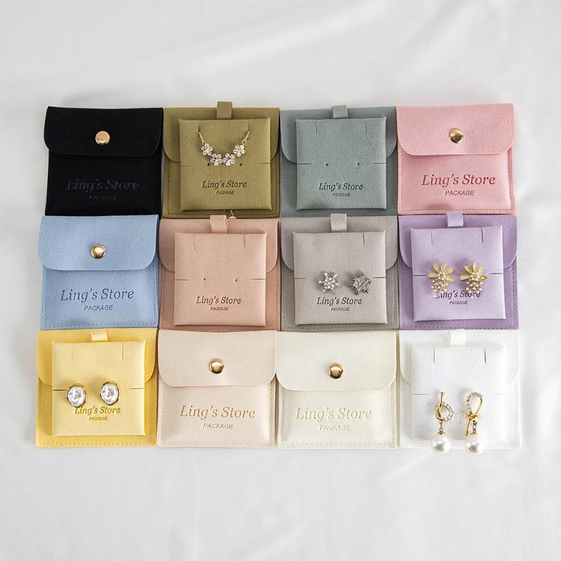 Jewelry Pouch Packaging Bag Snap Bag 8X8Cm With 6X6Cm Cards Soft Velvet Gift Necklace Earrings Rings Storage Bag