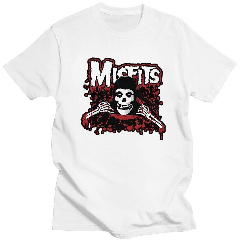 Custom Horror Punk Rock Misfits Skull Tshirts for Men Short Sleeve T Shirt Fashion Tshirt Slim Fit 100 Cotton Tee Gift Idea