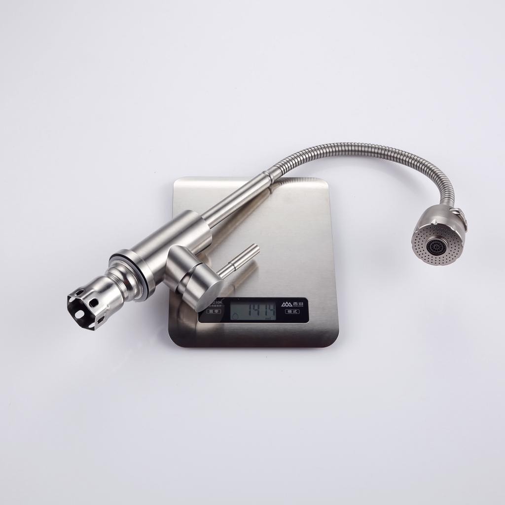Flexible Single lever Hole Mixer Cold and Hot Water Tap Stainless steel Brushed Sink On-board installation Kitchen Faucet