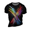 Men's Colorful Splash Paint 3D Printed T-Shirt Casual Short Sleeve Crewneck Top Cool Watercolor Cross Graphic Tee Trendy Hip Hop Streetwear Apparel