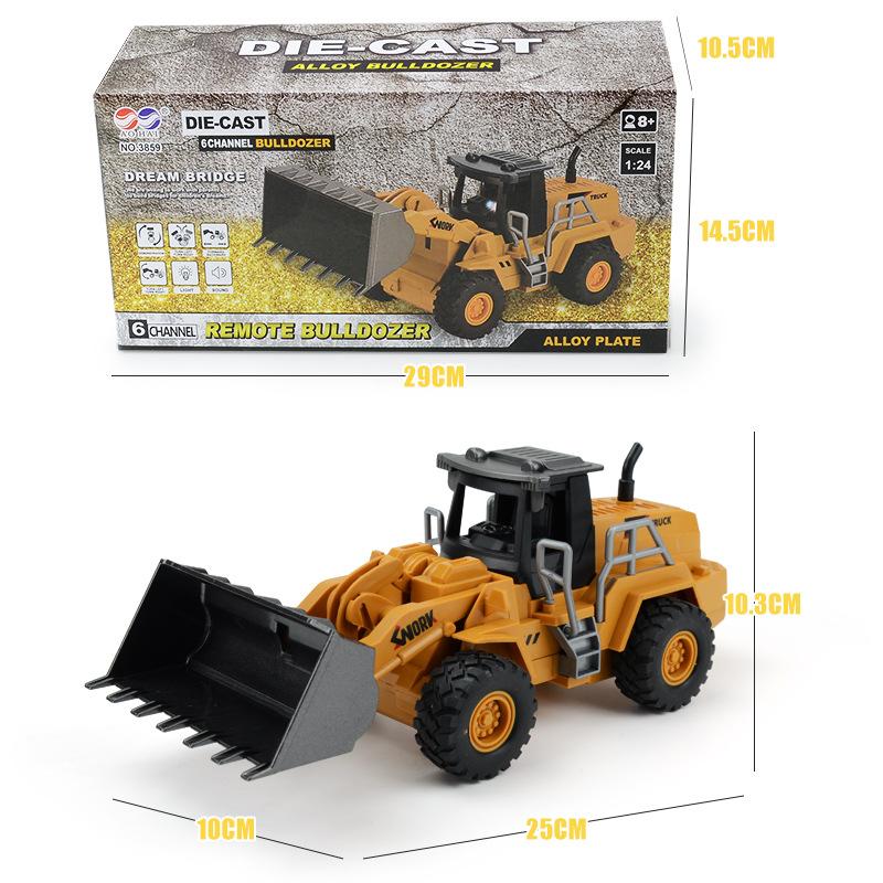 Wireless Remote Control Alloy Bulldozer Rechargeable Simulation Forklift Construction Vehicle Model Children'S Boy Toy Car