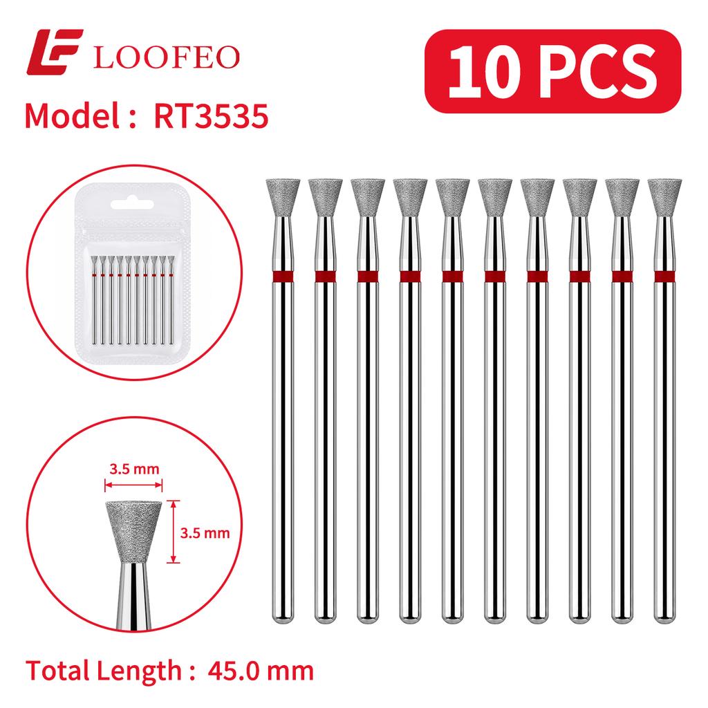 10PCS Diamond Nail Drill Bit Set Reverse Trapezoid 2.4/2.6/3/3.5/4/4.5mm Nail Milling Cutters Nail File Bit Sets for Nail Prep Nail Groove Cleaning