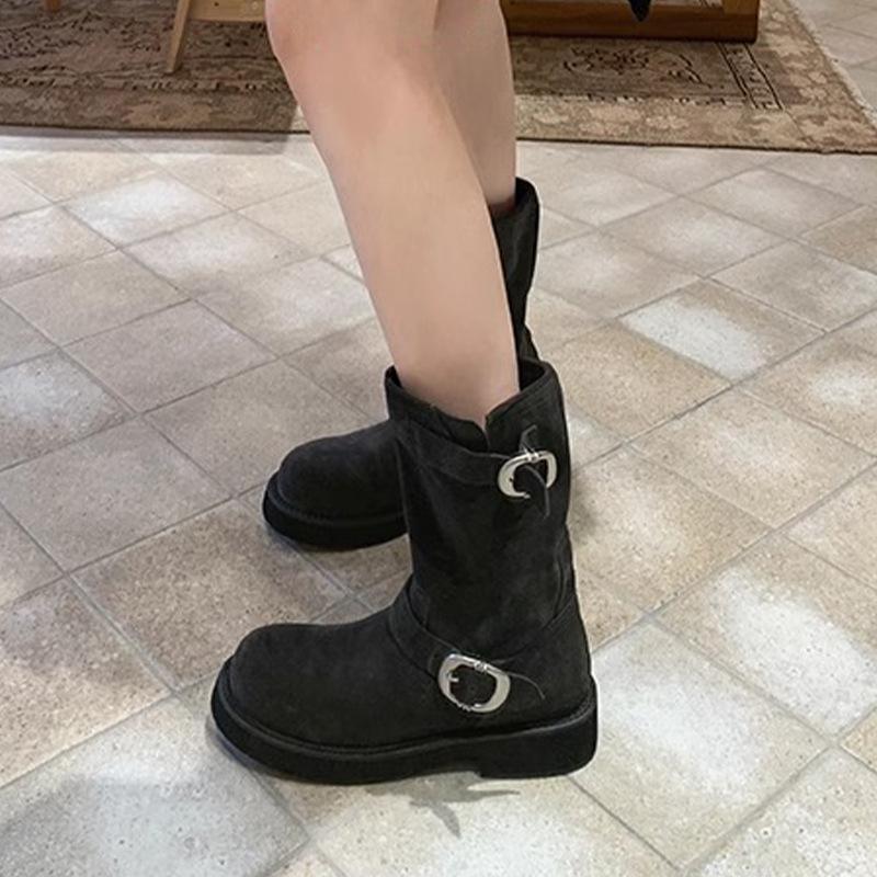 

Yuanlitong осень-зима новая модная модель средней длины, сапоги-чулки из мягкой кожи в повседневном стиле, корейская версия, женские сапоги, носите как милая сестра-рыцарь 40 серый