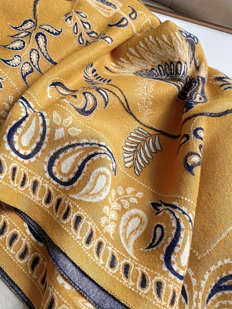Warm and Windproof Flower Pattern Scarf for Women - Soft Imitation Cashmere Material, Perfect for Autumn and Winter