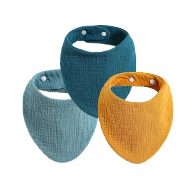 3 stuks Baby Voeding Kwijlslabbetjes Speekseldoek Driehoek Effen Kleur Sjaal Bandana Zacht Katoen Slab Verstelbare Drukknop Boertjesdoek