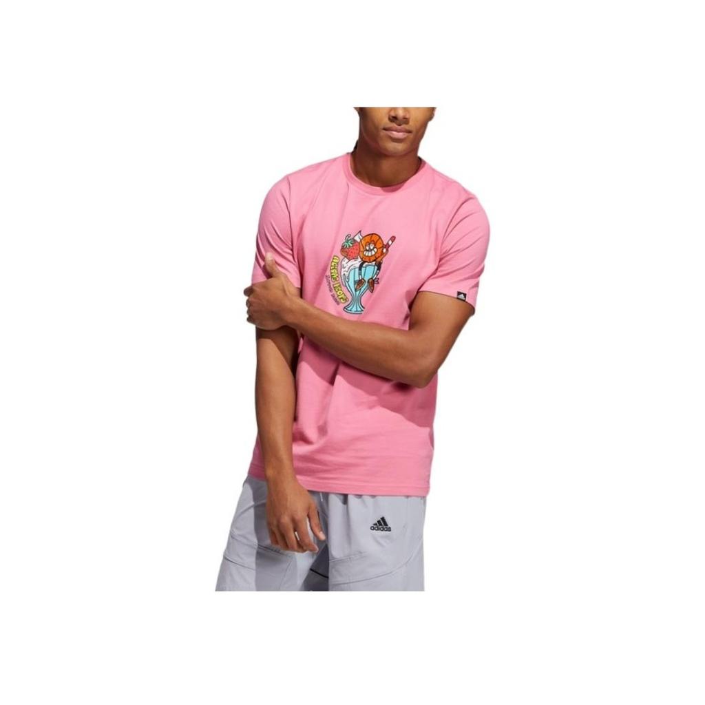 Adidas Cartoon Basketball Print Athletic Short Sleeve T-Shirt Men Tops Pink HB5482