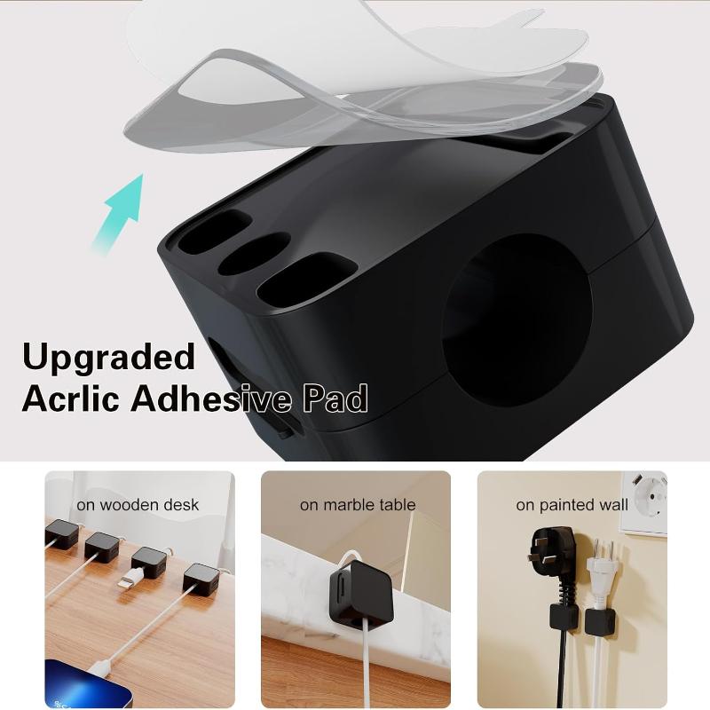 6 Pack Magnetic Cable Clips, Cord Organizer, Under Desk Cable Management, Phone Cord Holder for Nightstand, Adhesive Wire Charging Cord Organizer