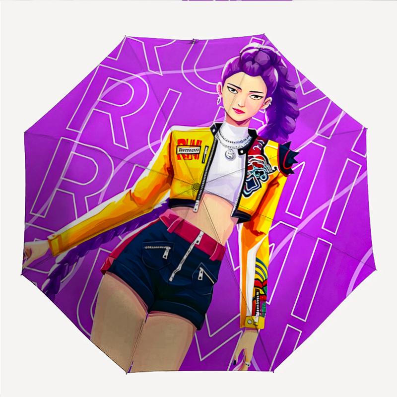 Ombrello Pieghevole KPOP Hunter alla Moda con Apertura/Chiusura Automatica. Portatile e Pieghevole, Ideale per Regalo, Viaggio e Uso Quotidiano.