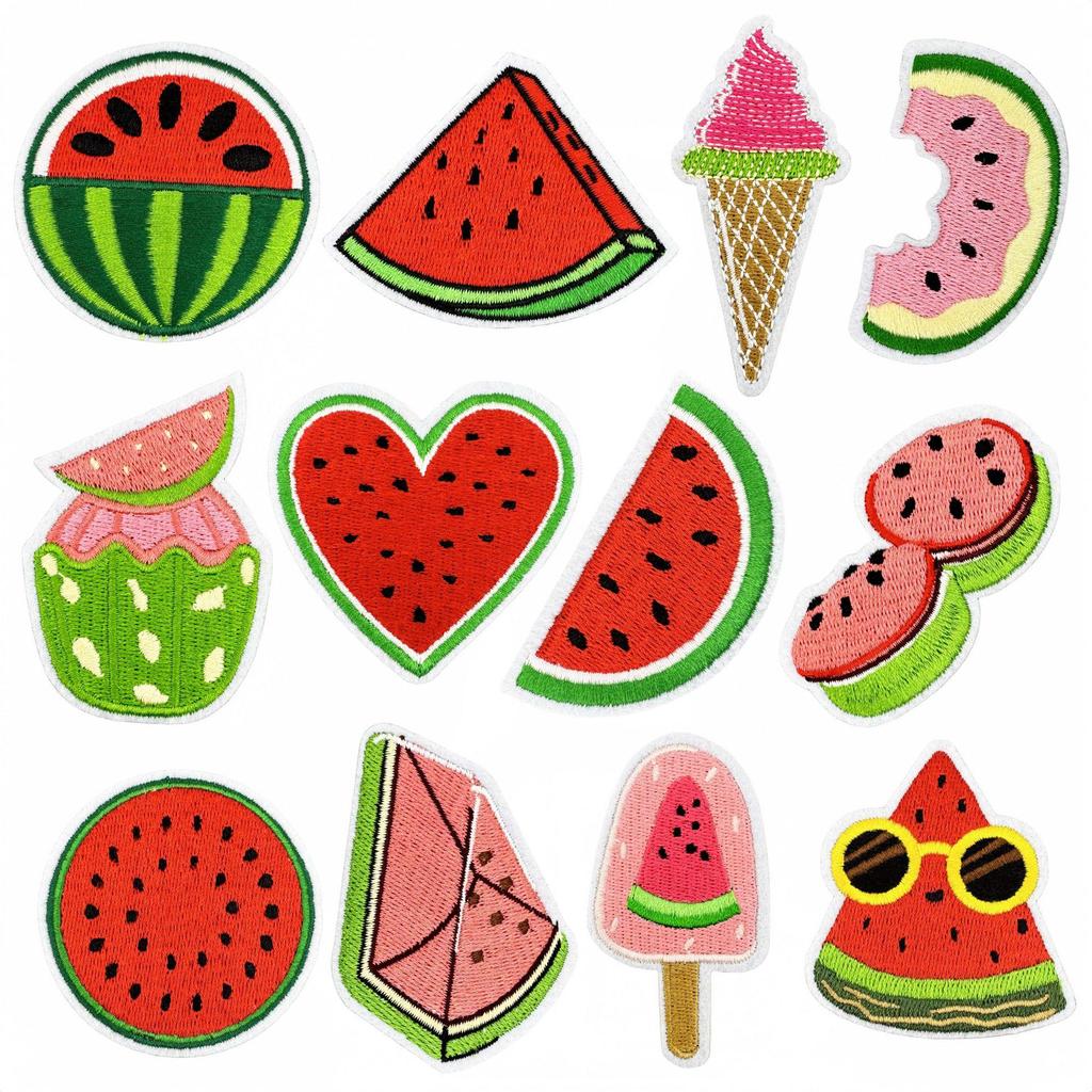 Cartoon Watermelon Embroidered Patch for Clothing & Bags - Heat Adhesive