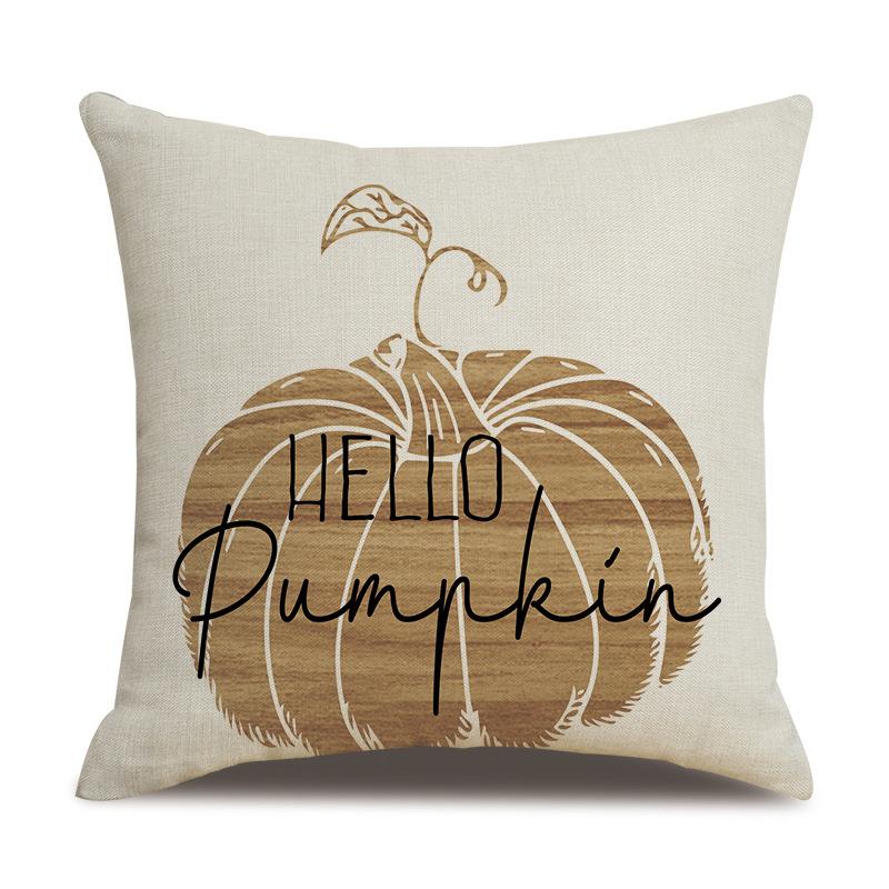 Thanksgiving Linen Pillow Case Autumn Pumpkin Print Supply Pillow Cushion Cover Premium Durable Quality Useful