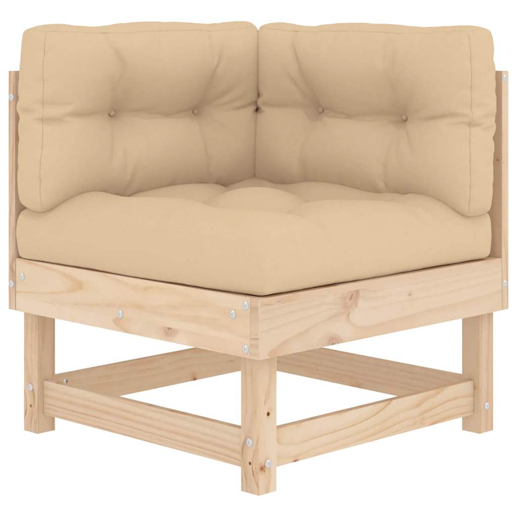 Corner Sofa with Cushions 2 pcs Solid Pine Wood