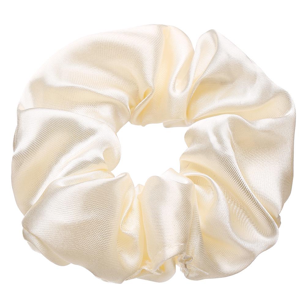 Silk Satin Retro French Scrunchie - Large Solid Color Hair Accessory for Women