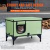 Elevated Heated Cat House Cuboid Kitty Shelter with Heated Pad Green (M)