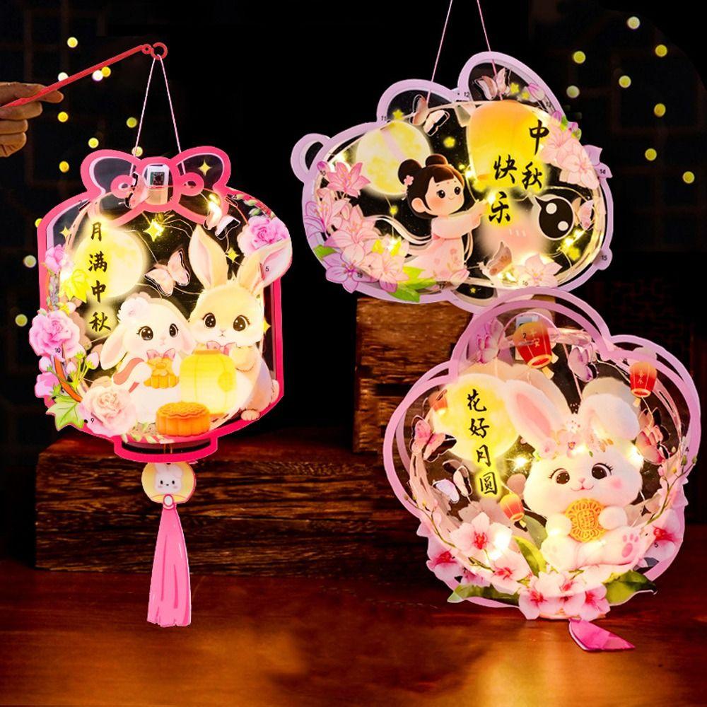 Portable Chinese Rabbit Lantern Traditional LED Lantern Toys Handheld Paper Lantern  New Year