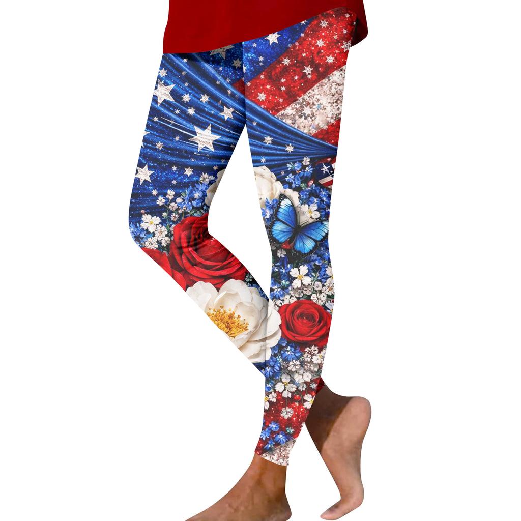 Women's Fashion Casual Print Straight-Leg Pants Outdoor Printed Slim Yoga Pants