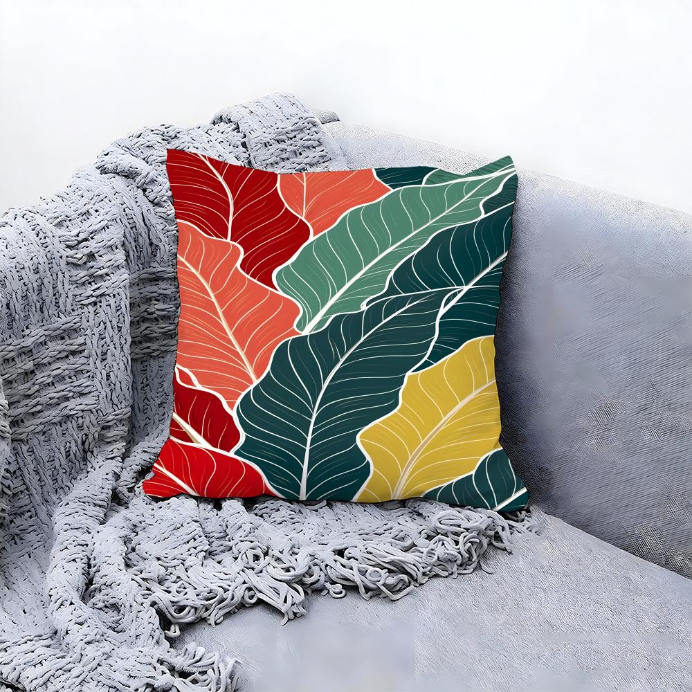 Natural Artistic Leaves Pattern Cushion Cover Premium Comfort Reversible Pillow Cove in One Design for Any Room  Car Interior