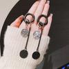 Black earrings temperament earrings new trendy geometric round niche stud earrings unique ear jewelry