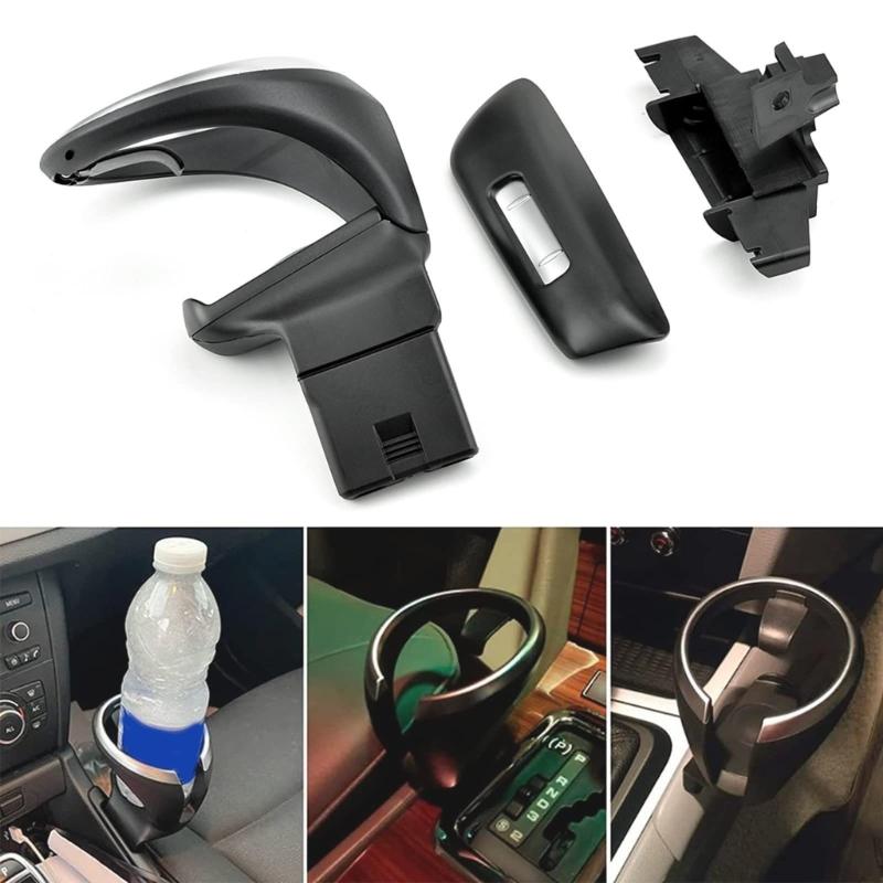 ABS Center Console Drink Cup Insert for E81 E82 E87 E88 E90 E91 E92 E93 and X1 E84, 51160443082 51169144632 Black Silver Interior Cabin Part