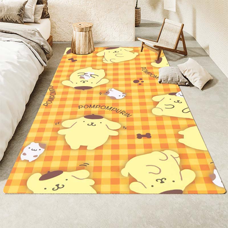 Cute Pompom Dog print decorative rug, perfect for the bedroom, bedside, doorway, or living room as a housewarming gift.