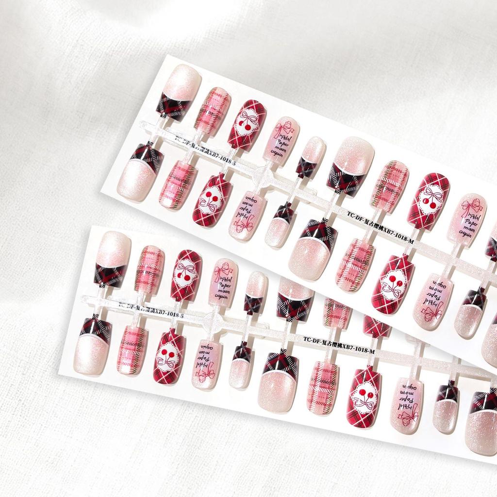 New Chinese Style Gradient Cartoon Short Square Wearable False Nails