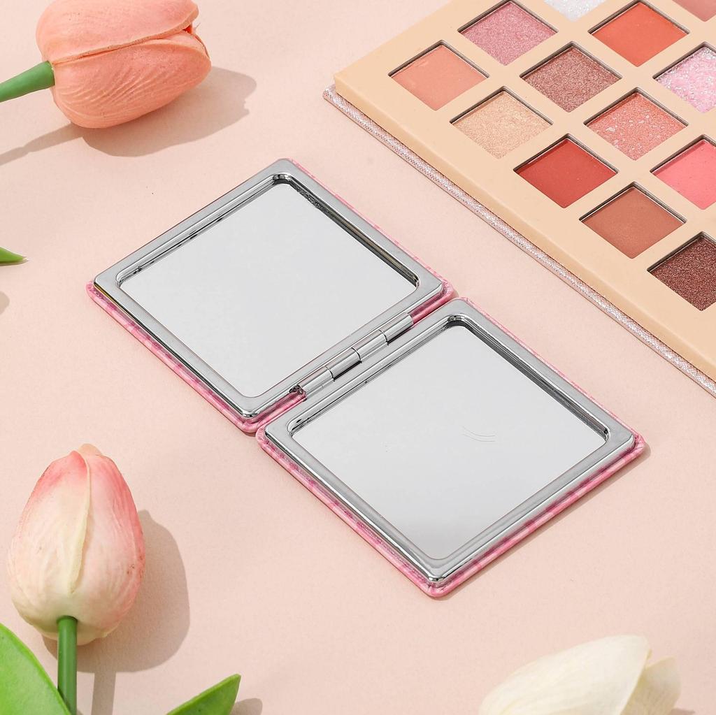 Portable Double-Sided Folding Leather Makeup Mirror for Dorms