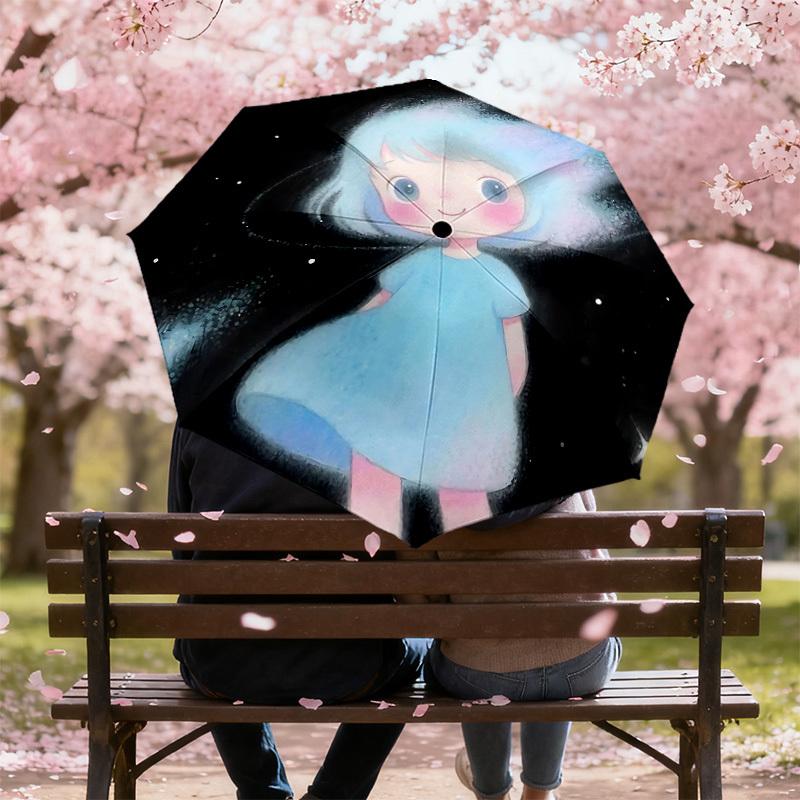 Starry Night Dreams: Magical Galaxy Print Umbrella - Auto Open/Closed, Outdoor Protection, Travel Accessory, Lightweight & Durable 084