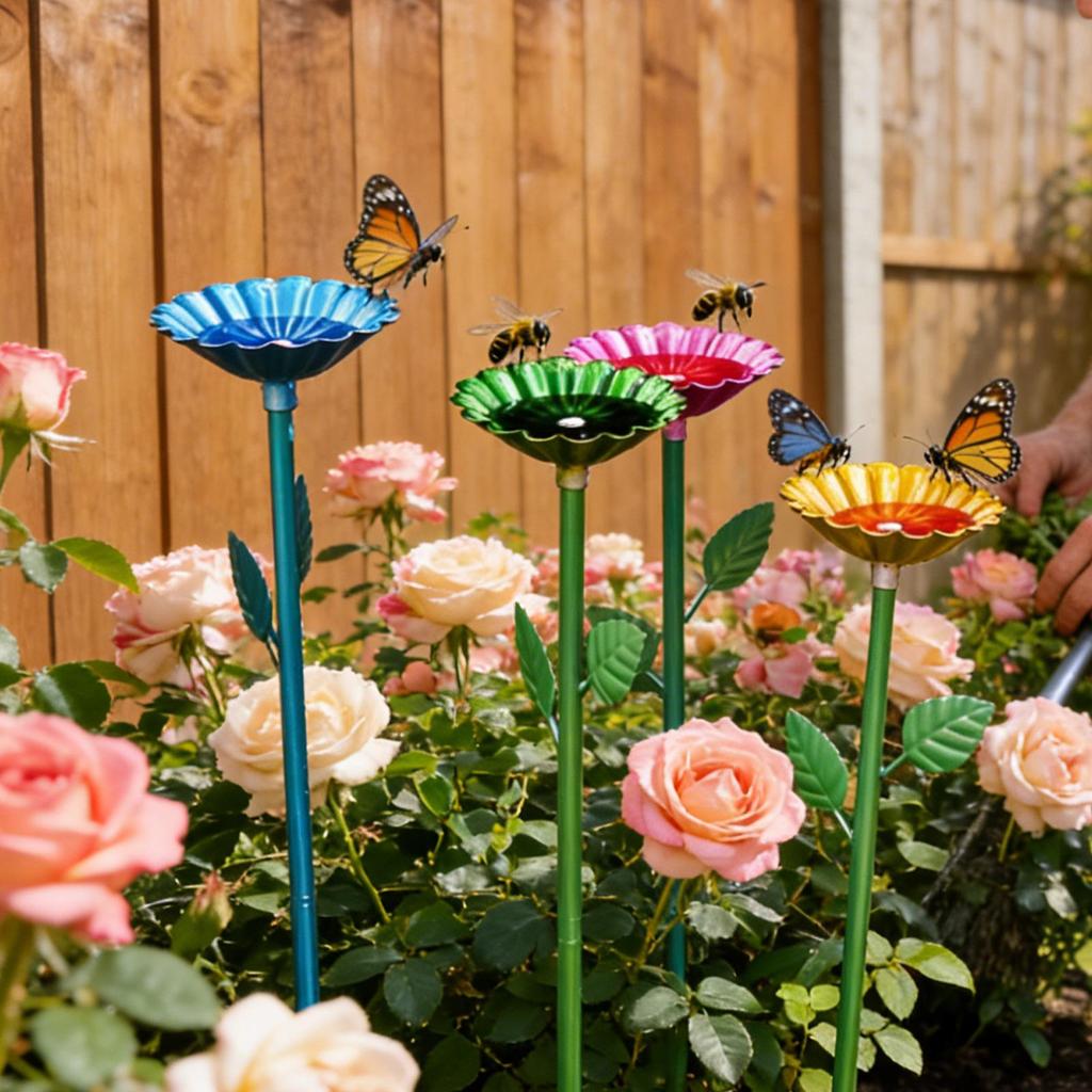 Bee Watering Station for Garden Butterfly Watering Station for Outdoor Decor in Flower Design,Water Feeder to Attract Pollinator