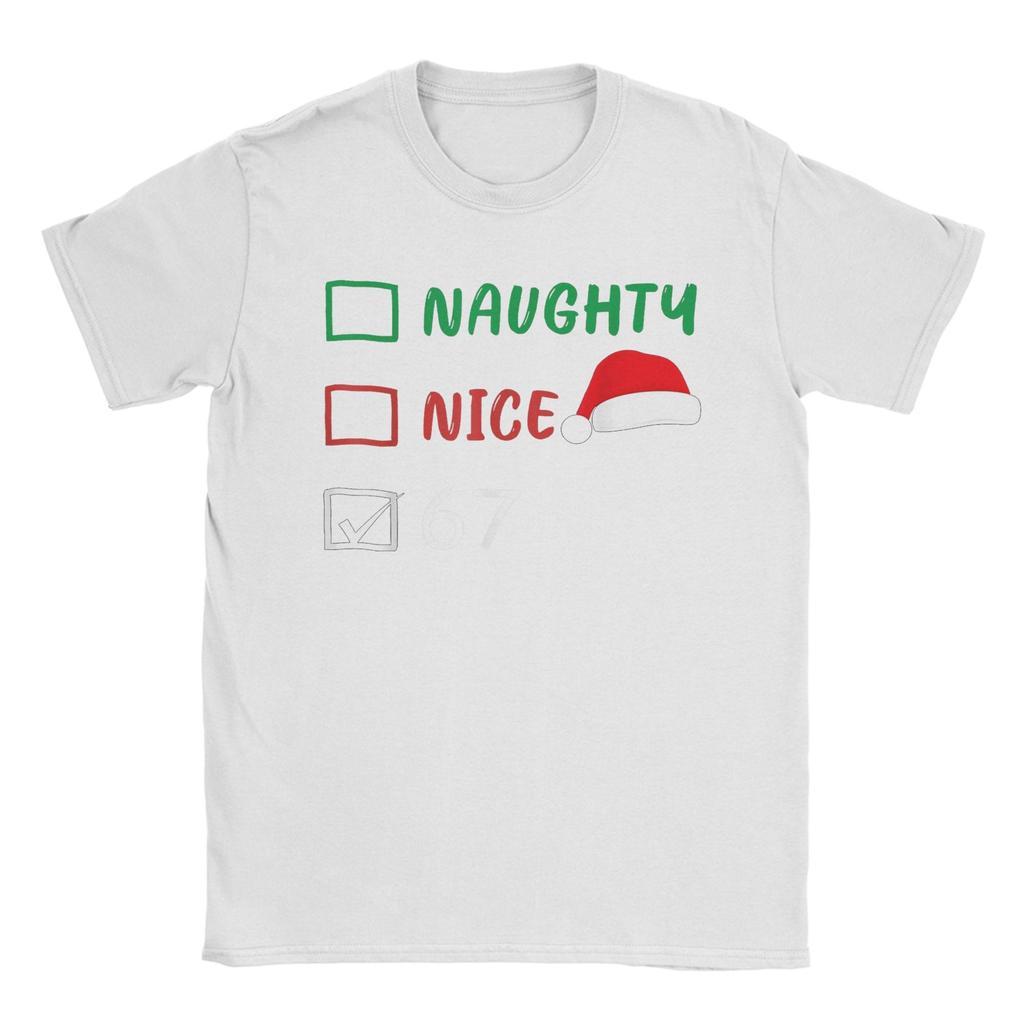 Weihnachten Nett Unartig 67 Meme Baumwoll T-Shirt für Männer Strand Vintage T-Shirts O-Ausschnitt Harajuku T-Shirt Übergröße Design Tops