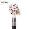 White Resin Skull Poker Head Walking Cane Fashion Decorative Steel Stick Gentleman Elegant Cosplay Cane Knob Crosier 94cm