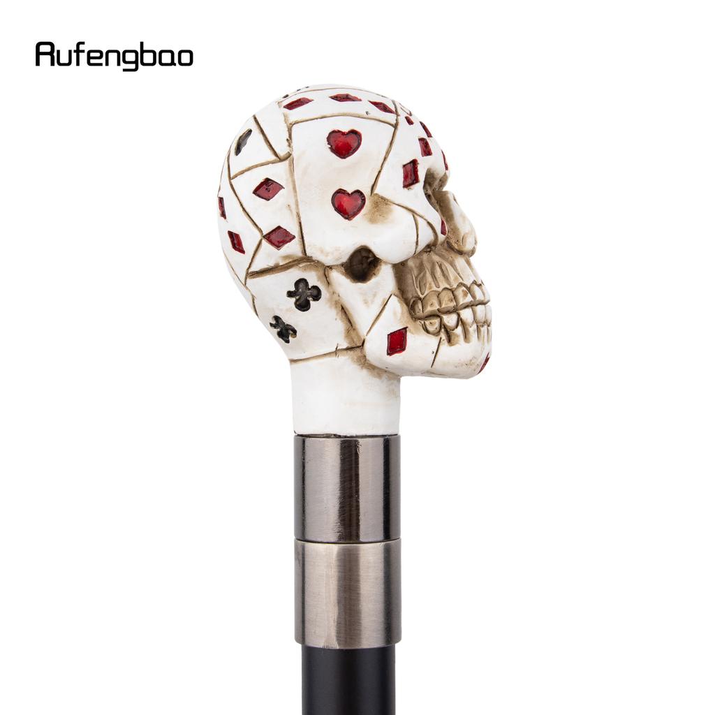 White Resin Skull Poker Head Walking Cane Fashion Decorative Steel Stick Gentleman Elegant Cosplay Cane Knob Crosier 94cm