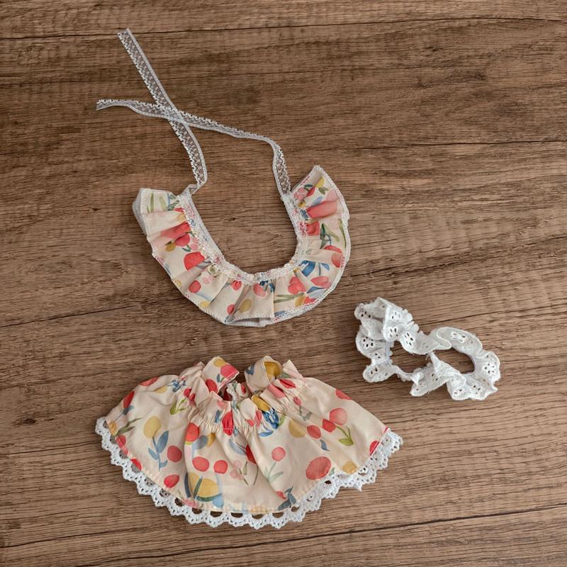 [Cloth Only]Doll Skirt Suit for  Pendant Plush Dolls ,Spring Berry Dress Three-piece Set.
