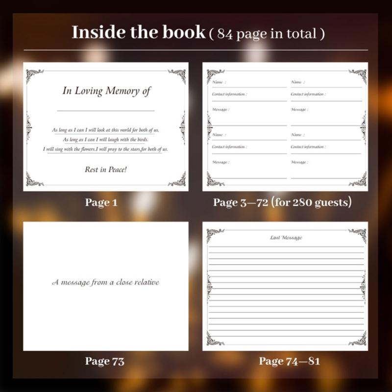 Funeral Guest Book Pen and Table Sign Included Signature and Memory Book In Loving Memory 84 Pages Guest Book Table Sign