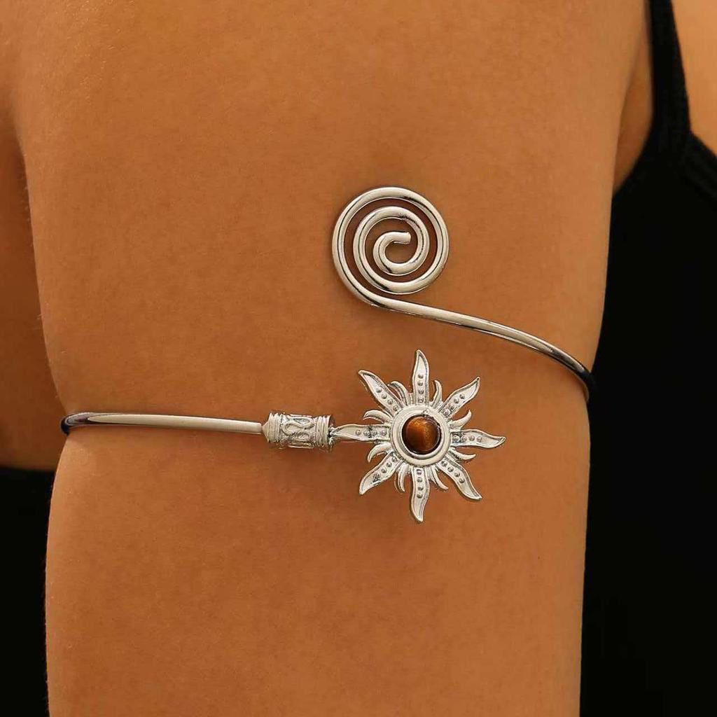 Retro Sunflower Adjustable Metal Cuff Bracelet for Women