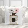 Fashion Theme Pillowcase Perfume Flower Square Cushion Cover French Decorative Peach Leather Velvet Super Soft Home Light Luxury