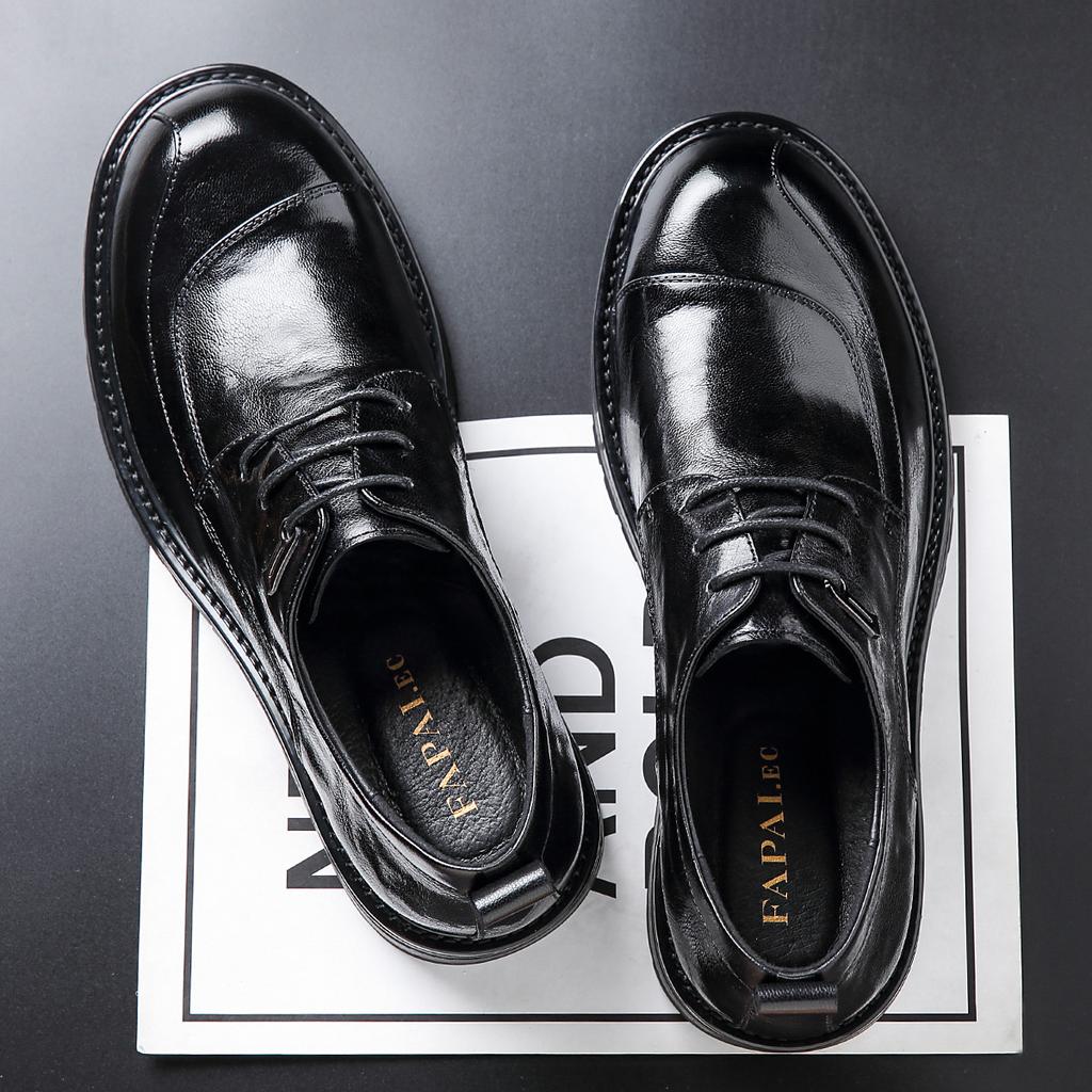 Męskie formalne buty skórzane męskie buty skóra naturalna buty derby casualowe na platformie buty do dojazdów do pracy męskie sznurowane modne biznesowe dojazdy do pracy