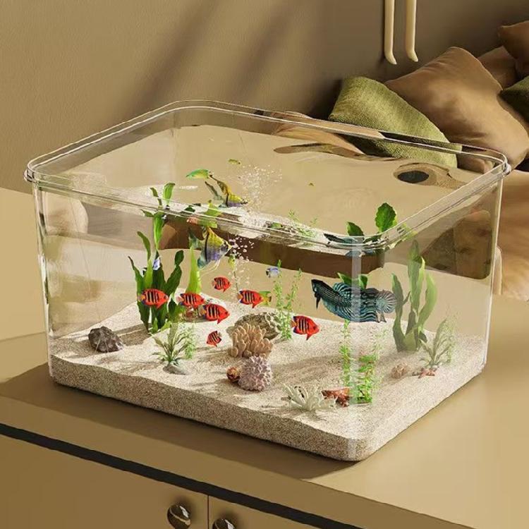 Klares Acryl Schreibtisch-Aquarium Bruchsicher Rahmenlos Wasser-Terrarien für Betta Garnelen Fische