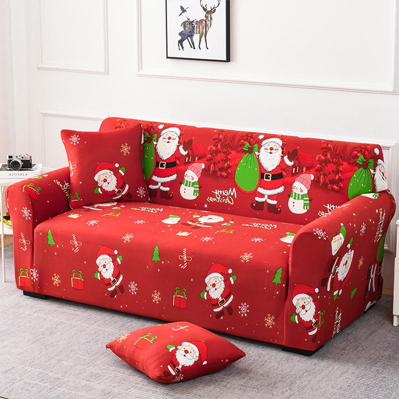 Christmas Sofa Protective Covers Living Room Elastic Living Sofa Slipcover Stretch All-inclusive Dining Chair Slipcover Couch Cover 1/2/3/4 Seater