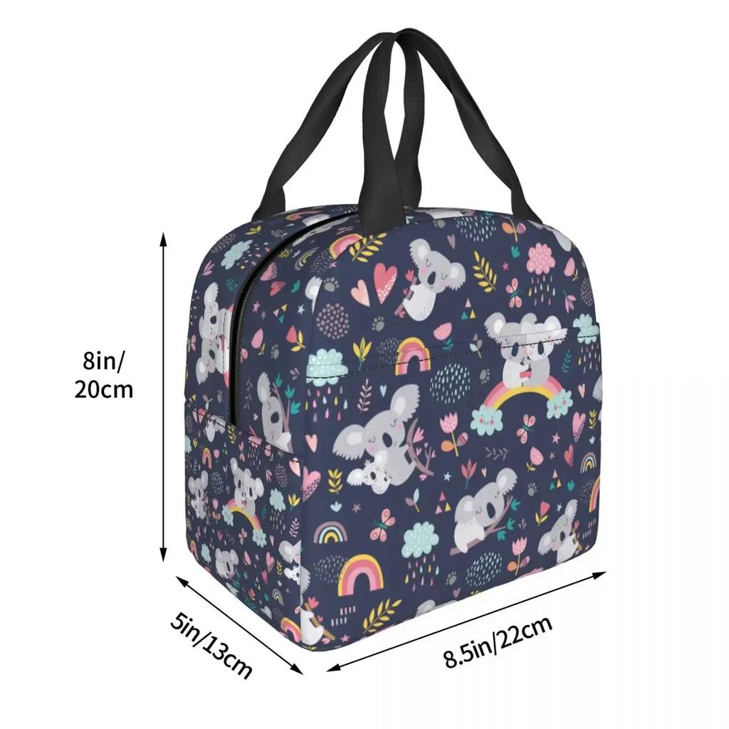 Cute Koala Lunch Bags Portable Insulated Polyester Cooler Thermal Cold Food Picnic Lunch Box for Women Kids