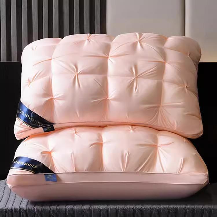 Luxury Durable Hotel Pillow: Neck Support, Non-Collapsing, Washable Feather Velvet