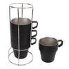 4PCS Camping Double Layer Cups Stainless Steel Food Grade Plastic Spraying Stackable Coffee Cup for Picnic Black