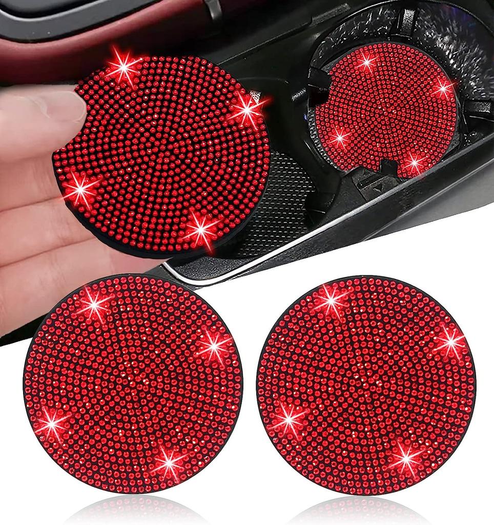 2ks módní bling držák na pohár do auta podtácek protiskluzový nárazuvzdorný univerzální vložka bling krystalový kamínkový automobilový interiérový doplněk pro ženy