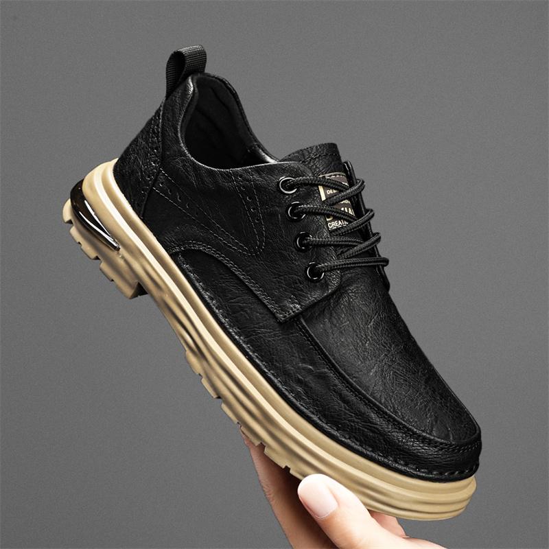 Трендовая мужская обувь Кожаные туфли с низким верхом Кроссовки на плоской подошве — фото 4