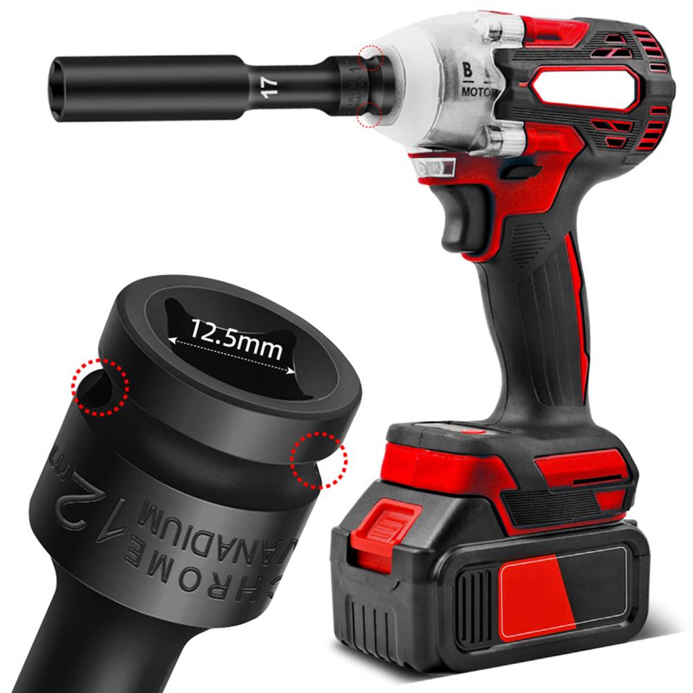 1pc 1/2in Drive Socket Wrench Hex Socket Head 8mm-24mm Adapter Spanner Converter Drive Drill Socket 128mm For Pneumatic Air Tool