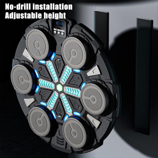 Maszyna bokserska do muzyki z rękawicami, montowana na ścianie, tryby prędkości, regulowany elektroniczny trener bokserski, cel, światło LED, podkładka do uderzania, sprzęt do treningu domowego