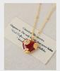 High-End European & American Red Oil Heart Necklace - Women's Retro Clavicle Chain for Autumn & Winter